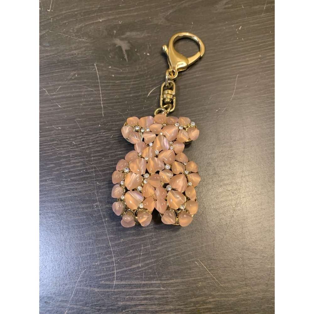 Pink Stone Bear Keychain Bejeweled Purse Jewelry Bling Clip Key Ring